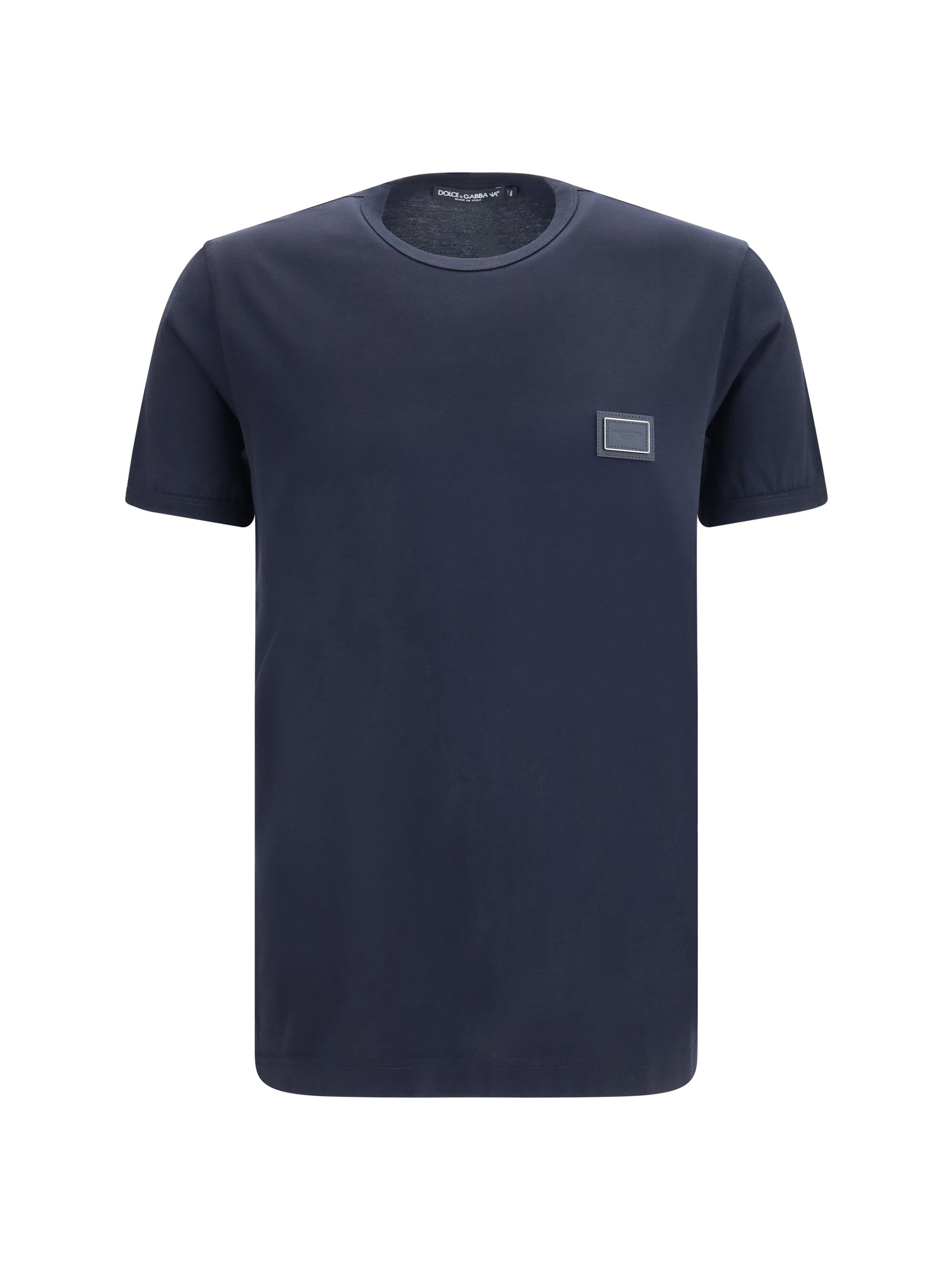 Dolce & Gabbana Logo-Plaque Cotton T-Shirt — Navy