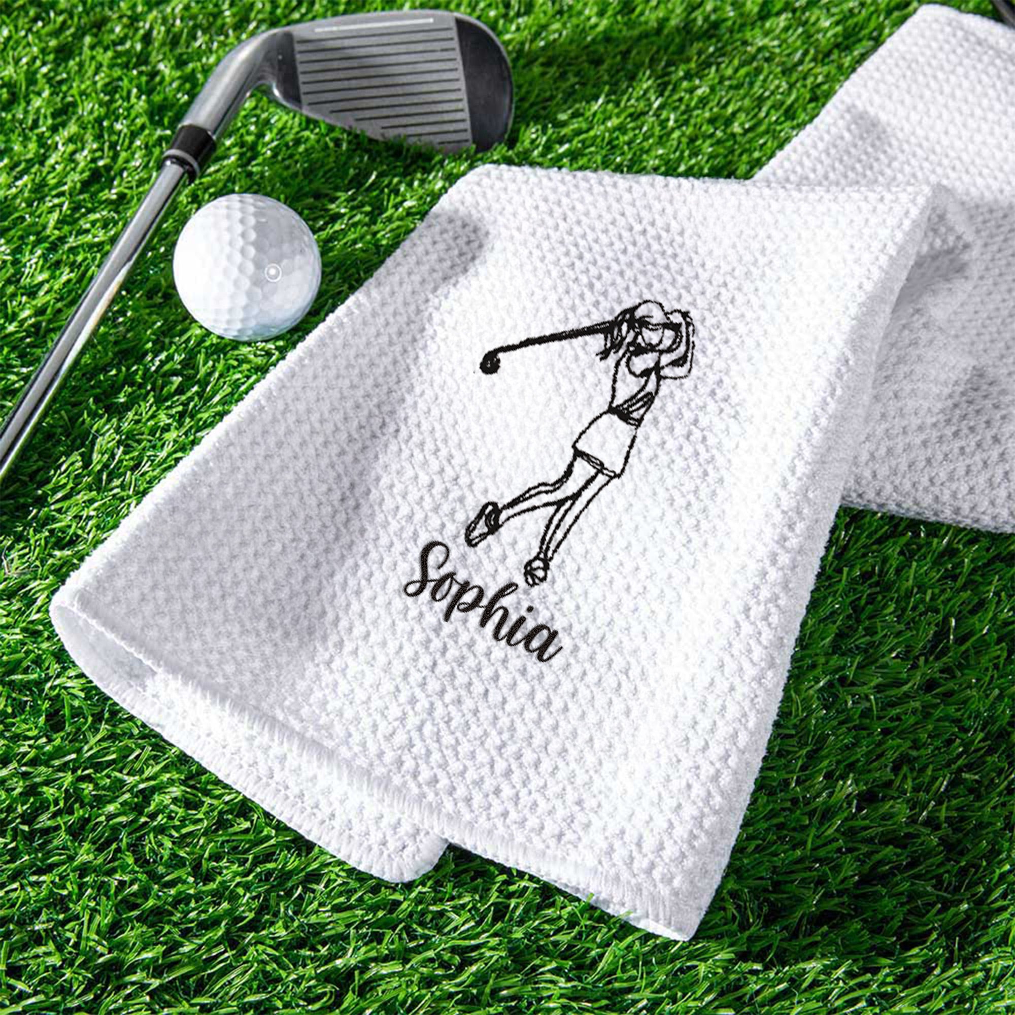 Toalla de Golf Absorbente Bordada Personalizada con Nombre y Clip para Colgar Accesorios Deportivos Regalo de Cumpleaños para Mujer Niña