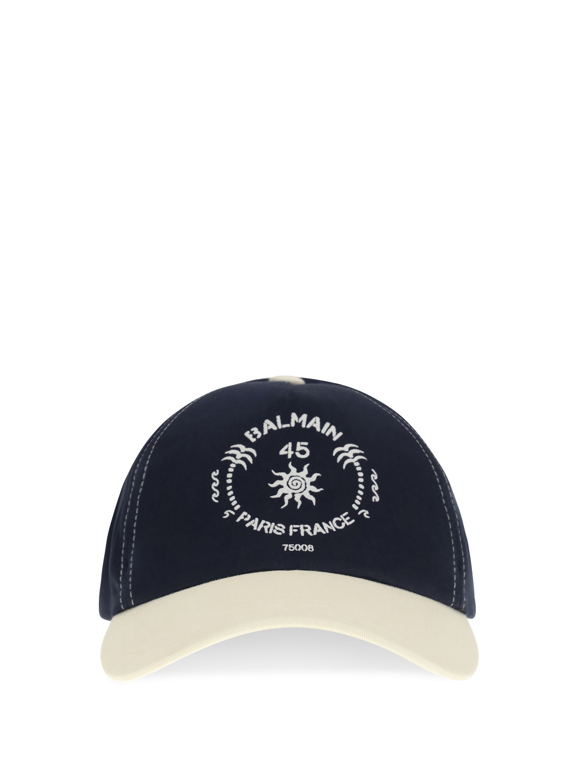 Balmain GH0XA410CB24 Bicolor Logo Baseball Cap — Navy