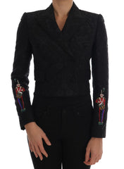 Women's Black Brocade Blazer Jacket Nylon Clothing