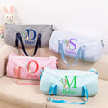 Bolsa de viaje grande de lona con nombre y correa para el hombro personalizada con el simpático conejo Peter a rayas Regalo de Pascua para niños