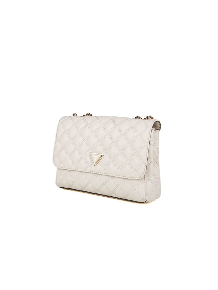 Guess Quilted Polyurethane Shoulder Bag — Beige