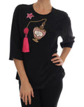 Women's Black Silk Fairy Tale Top Crystal Blouse