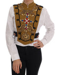 Women's Yellow Crystal Cross Vest Jacket Cotton Clothing