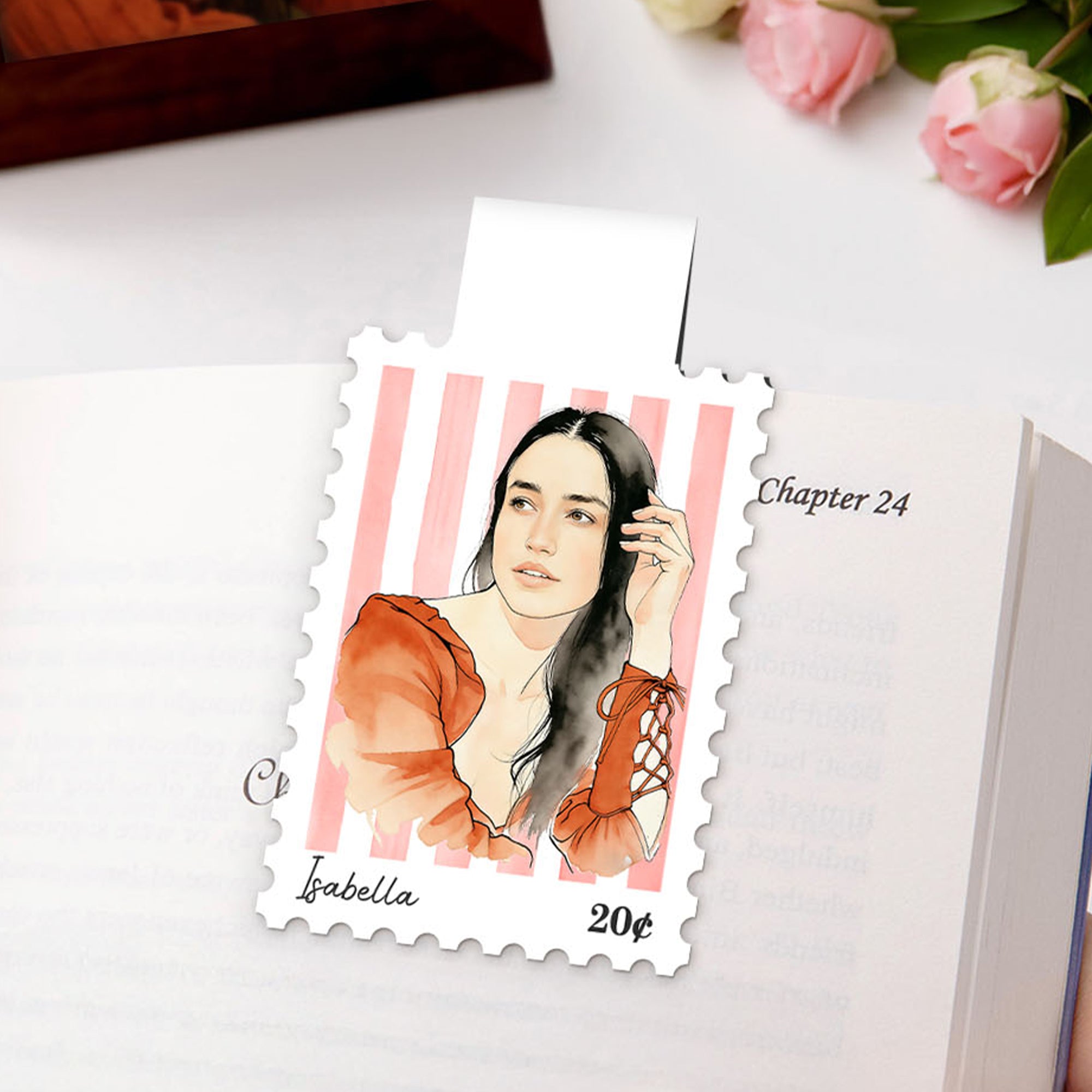 Marca páginas magnético personalizado estilo acuarela estampado de rayas con nombre Herramienta de lectura Club Regalo de cumpleaños para los amantes de los libros