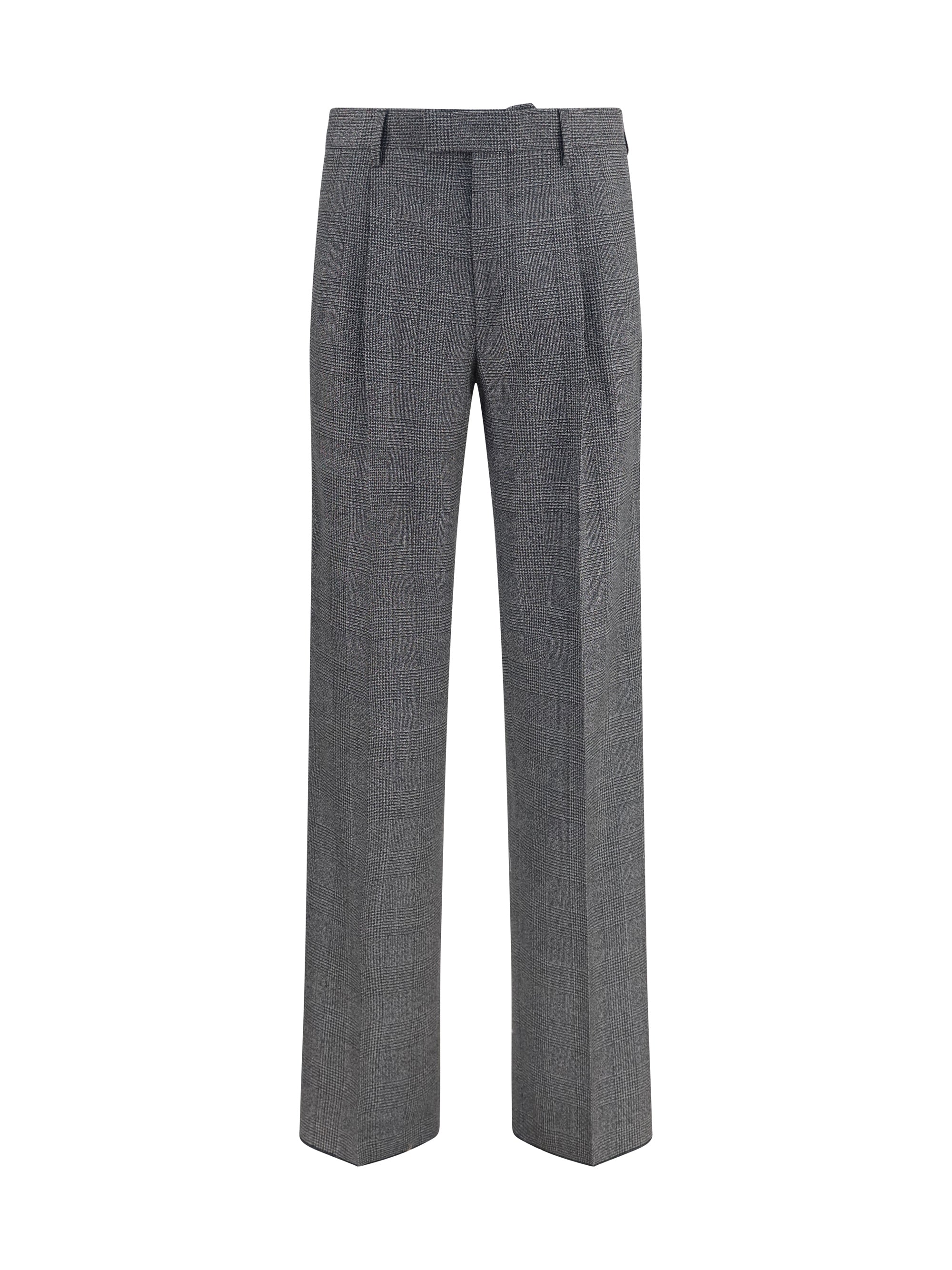 Lardini Tailored Houndstooth Cotton Blend Trousers — Gray