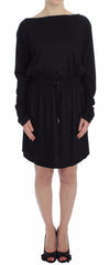 Women's Black Modal Silk Shift Knee Dress