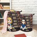 Cesto de la ropa con asa personalizado con el nombre de un personaje de dibujos animados de la lectura Regalo de aniversario de cumpleaños para estudiantes amantes de los libros