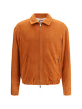 Brunello Cucinelli Calf Leather Jacket — Orange