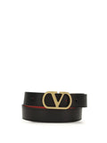 Valentino Garavani Reversible Leather VLogo Signature Belt — Black