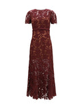 Self-Portrait Lace Midi Dress — Burgundy