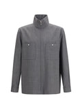 Valentino Mouliné Wool Shirt Jacket — Gray