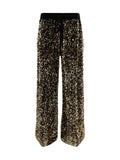 Ella Sequin-Embellished Velvet Trousers — Gold