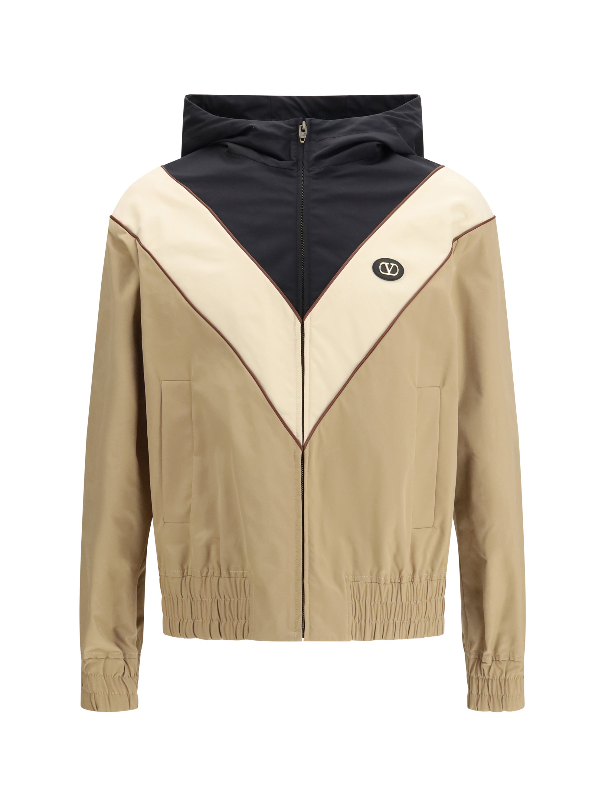Valentino Nylon Hooded Windbreaker Jacket — Multicolor