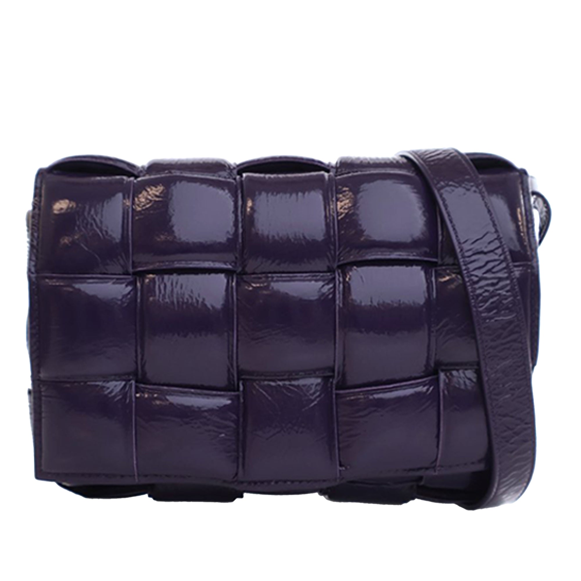 Patent Intrecciato Padded Cassette Crossbody
