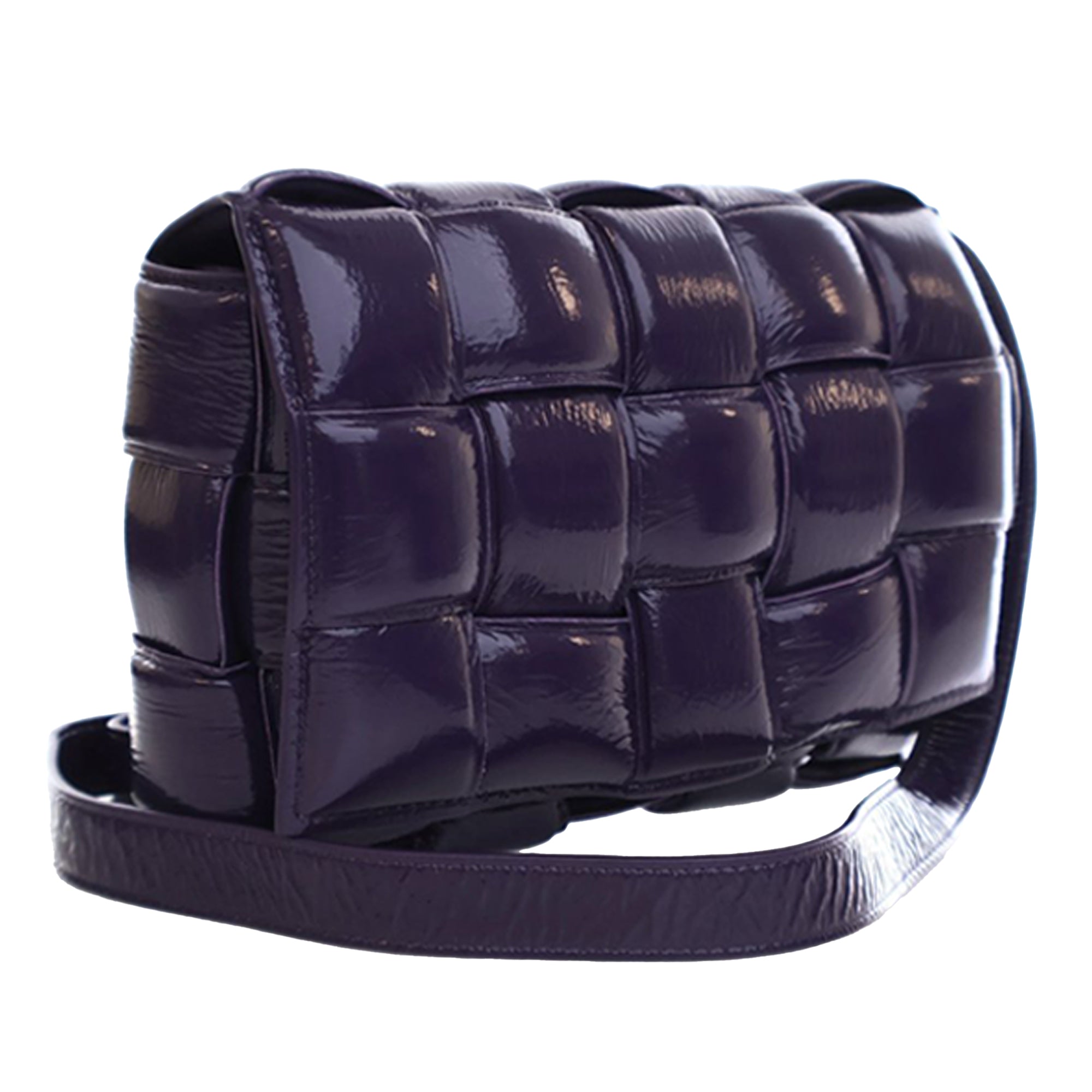 Patent Intrecciato Padded Cassette Crossbody