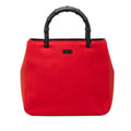 Wool and Calfskin Bamboo Top Handle Bag