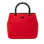 Wool and Calfskin Bamboo Top Handle Bag