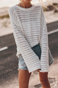 Crewneck Long Sleeves Hollow Out Boho Knitting Pullovers