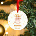 Ángel de Navidad personalizado Adorno de cerámica con nombre y fecha Árbol Decoración del hogar Regalo de Navidad para la familia Amigos