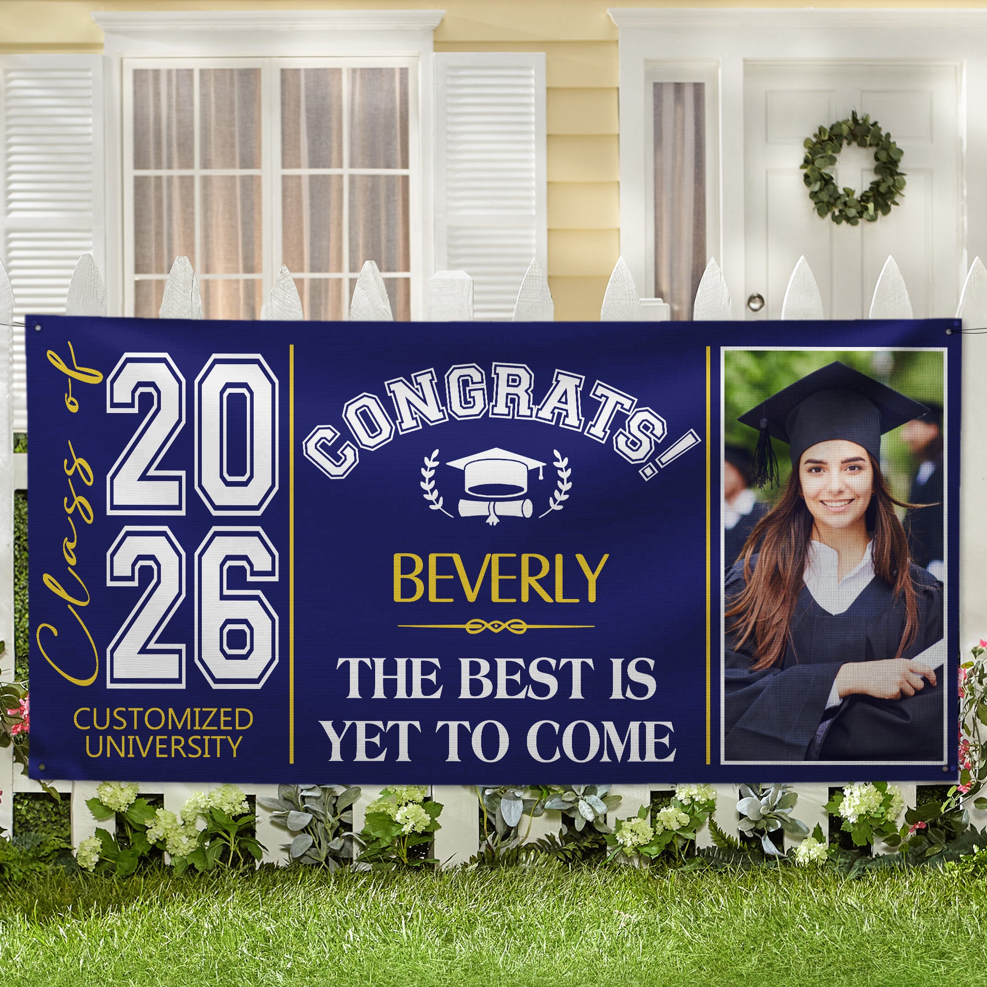 Personalizado Felicidades Foto Banner con Nombre y Cita Clase de 2026 Graduación Telón de fondo Fiesta Decoración Regalo para Graduados
