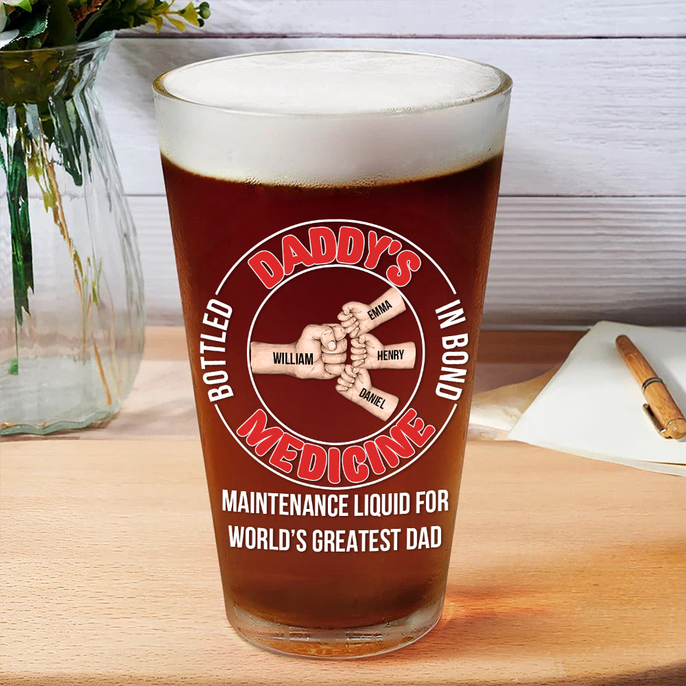 Vaso de cerveza transparente de 16 oz personalizado con 2-9 nombres para el Día del Padre Regalo de cumpleaños para los amantes de la cerveza de papá