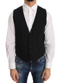 Men's Black Wool Silk Vest Clothing
