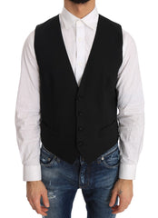 Men's Black Wool Silk Vest Clothing