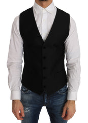 Men's Black Polka Dot Pattern Vest Wool Clothing