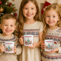 Personalizado lindo Highland Vaca Familia 11 oz Taza de café de cerámica con nombre Regalo de Navidad para la familia