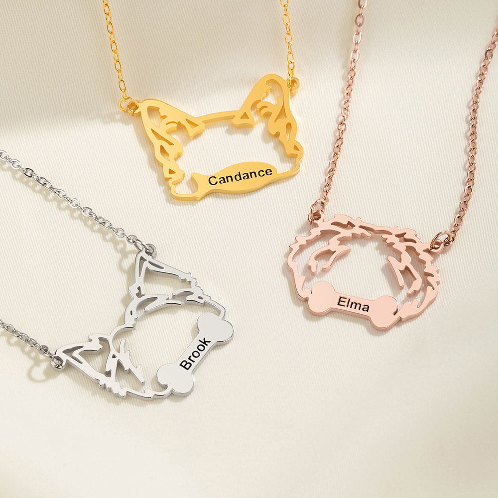 Personalizado Dainty Cute Dog Cat Ears Collar con Nombre Aniversario Cumpleaños Regalo para Perro Gato Propietarios