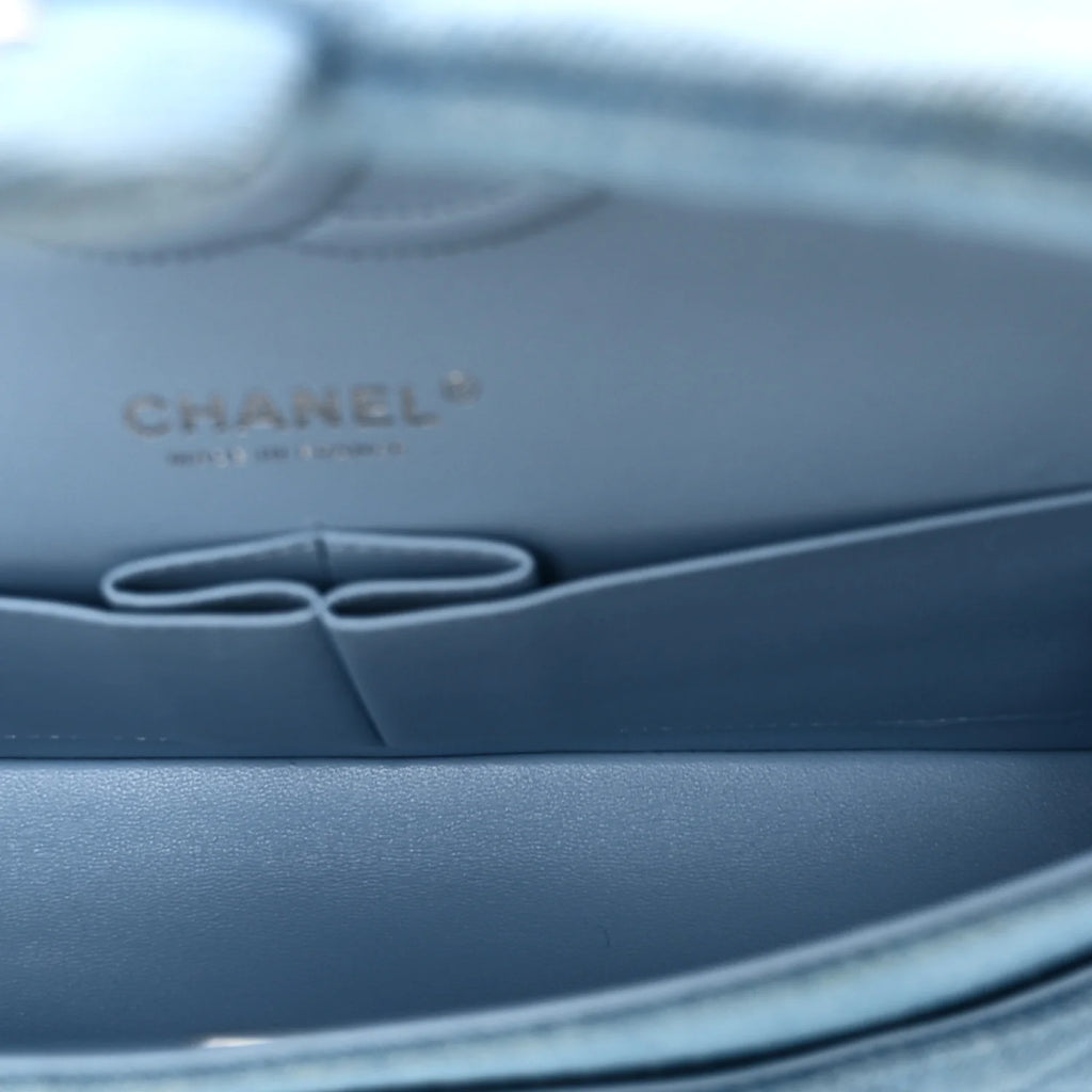 Chanel Denim Quilted Medium Double Flap Light Blue