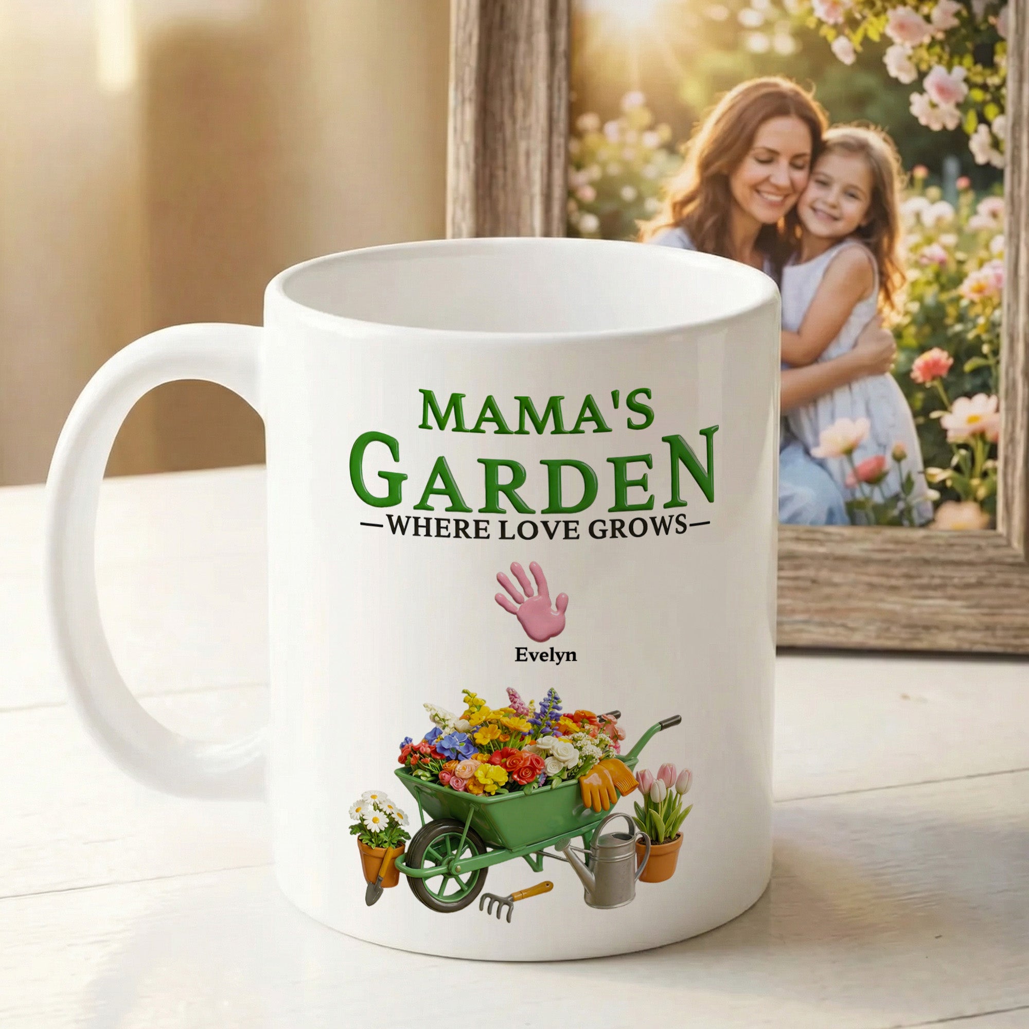 Taza de cerámica personalizada Mama's/Grandma's Garden Where Love Grows con 1-6 palmeras y nombres Regalo del Día de la Madre para mamá abuela
