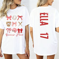 Personalizada Bow Béisbol Multicolor Camiseta Sudadera Sudadera con capucha con nombre y número de Navidad Día de Juego de Regalo para las Mujeres Amigos