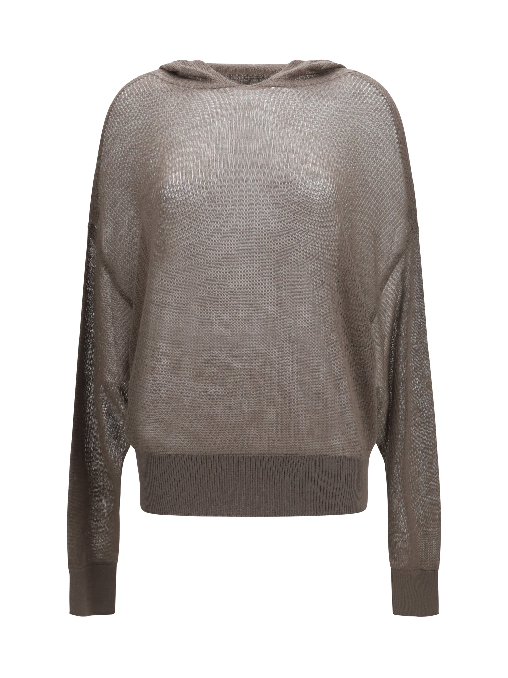 Rick Owens Semi-Sheer Kashmir Knit Hoodie — Gray