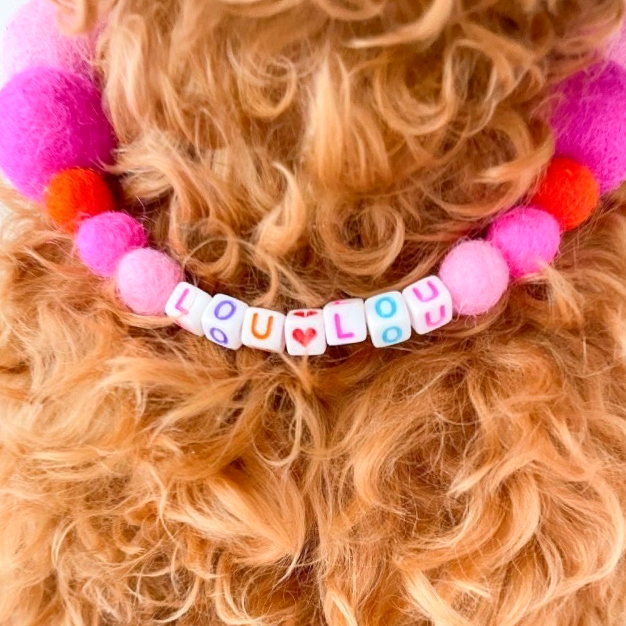 Pink - Personalised Pom Pom Dog Collar