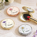 Personalizado Cristal Nacimiento Flor Mariposa Bolsillo Plegable Portátil Espejo de Maquillaje con Nombre Boda Cumpleaños Regalo para Dama de Honor Amiga Mujer