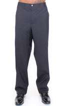 Men's Black Wool Stretch Pleated Pants