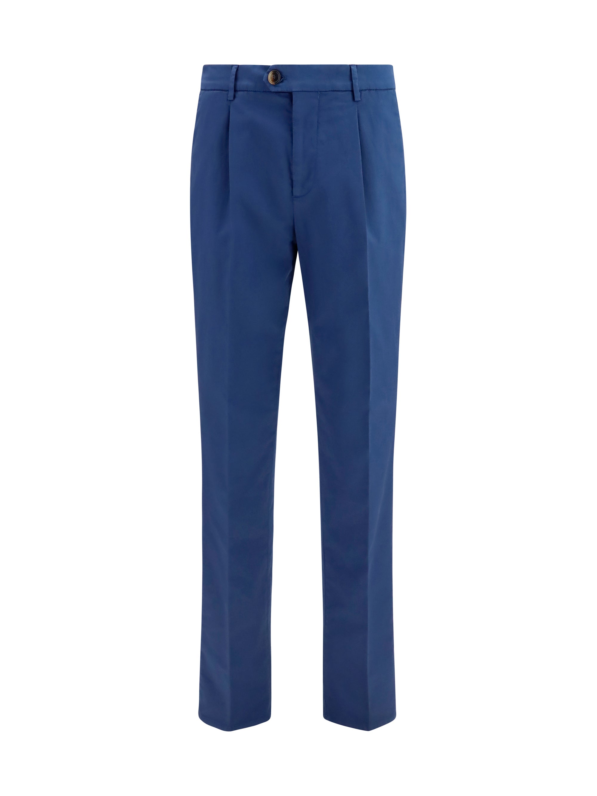 Brunello Cucinelli Cotton-Blend Chino Trousers — Blue
