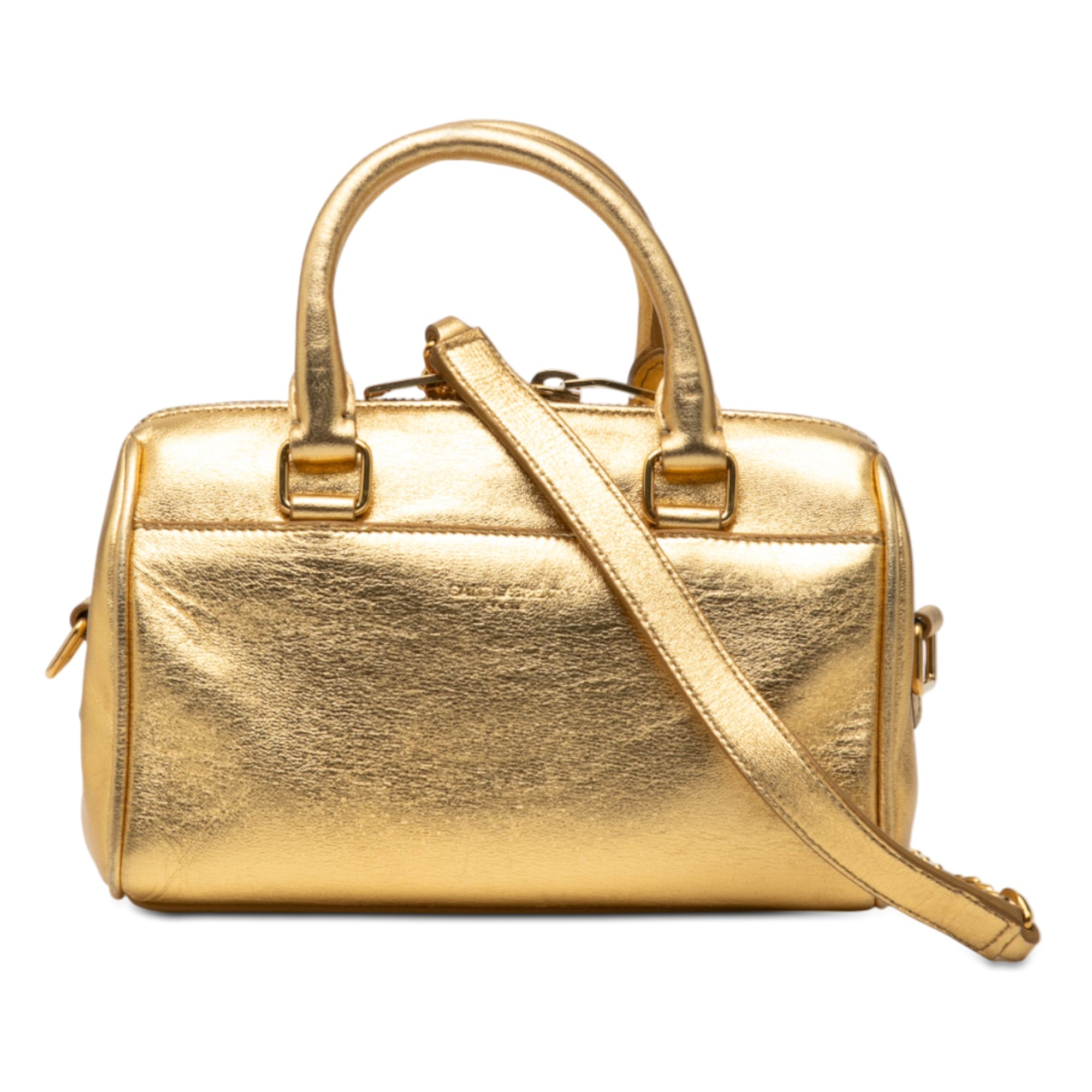 Toy Metallic Leather Classic Duffle Satchel