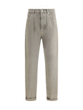 Brunello Cucinelli Garment-Dyed Denim Jeans — Beige