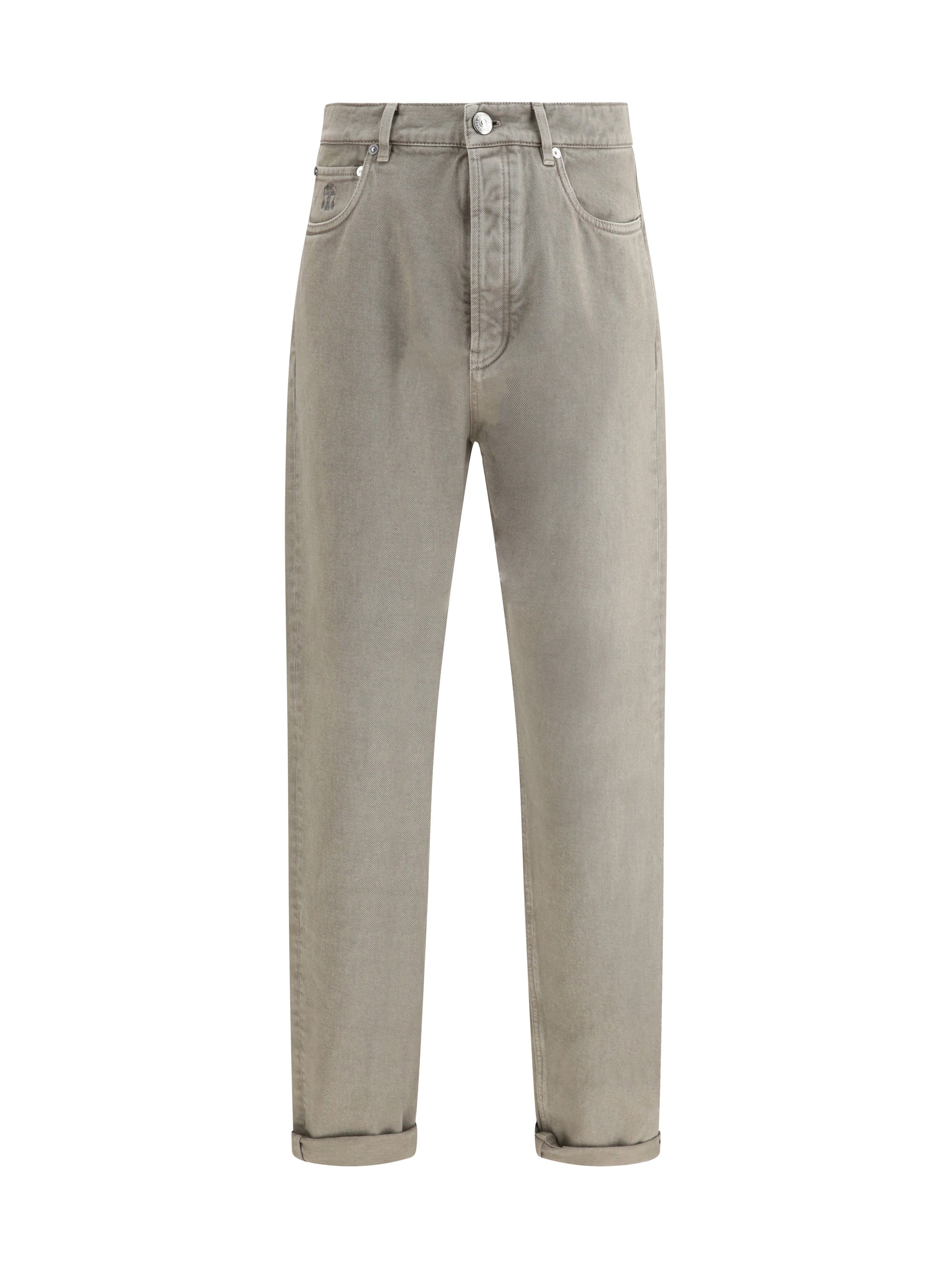 Brunello Cucinelli Garment-Dyed Denim Jeans — Beige
