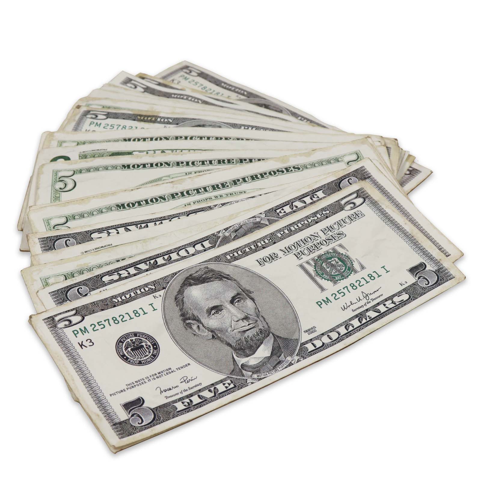 $5 RealAged® 2000 Series Bills By Prop Money Inc.