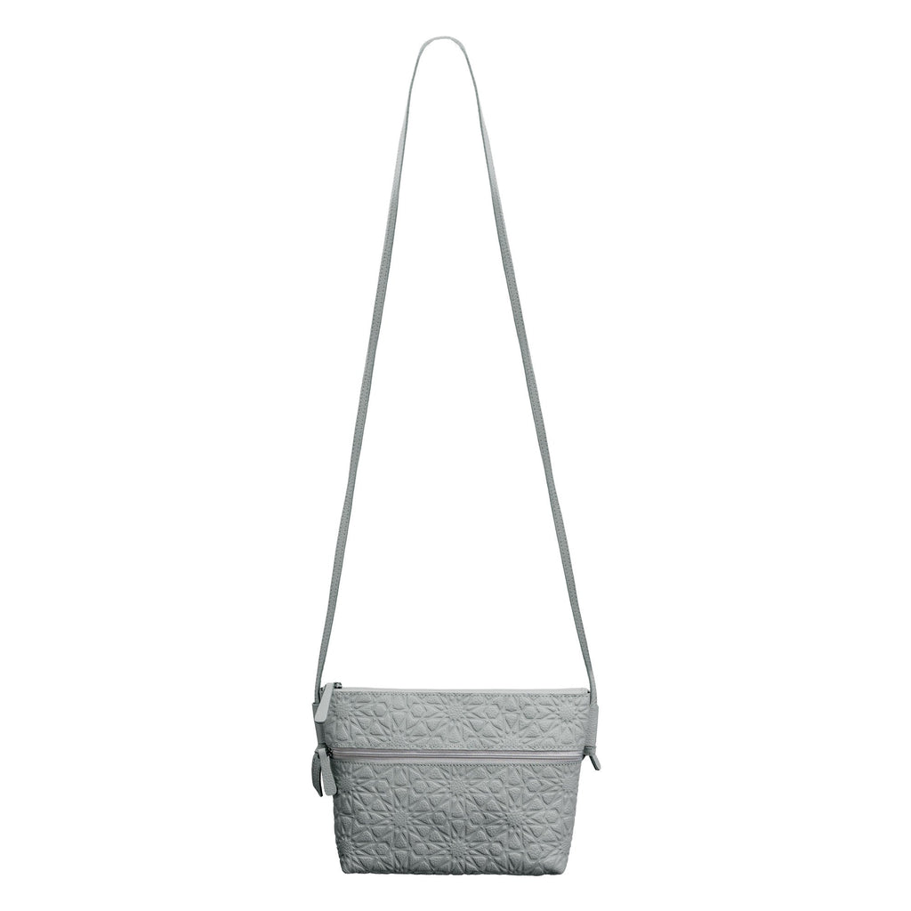 Gray Embossed Crossbody Bag with Islamic Design Pattern
