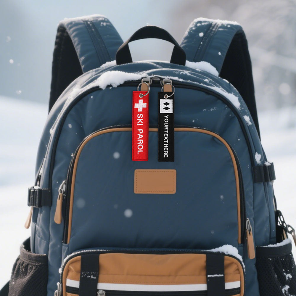 Personalizado bordado Snowboard Esquí Trail Sign Bolsa Etiqueta Llavero con Nombre Equipo Cumpleaños Regalo para Miembros del Equipo Entusiastas del Esquí