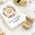 Anillos personalizados de acuarela Eucalyptus Hoja Guirnalda Servilleta con nombre y fecha Decoración de la mesa Aniversario de boda Regalo para la novia Recién casados