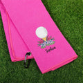 Toalla de Golf Absorbente Bordada Personalizada con Bola de Golf en Flor con Texto y Clip para Colgar Regalo de Cumpleaños el Día del Juego para Amante de los Jugadores de Golf