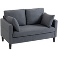 55" Loveseat Sofa, Compact Comfort Linen Loveseat - Space-Saving, Dark Grey