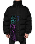 Black Nylon Puffer Men Full Zip Jacket Cotton Clothing