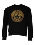 Men's Medusa Embroidery Sweatshirt Black Cotton Sweatshirts